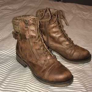 Brown combat boots